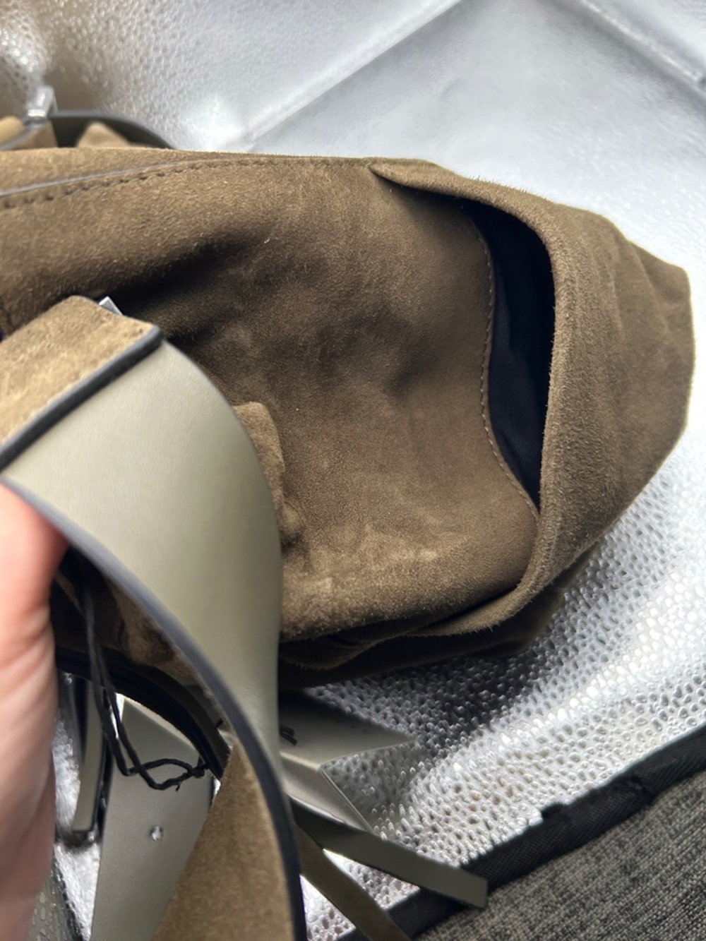 AllSAINTS Olive Vega Suede Shoulder Bag - Picture 3 of 15